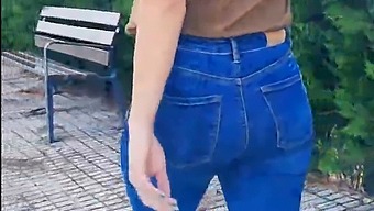 Stunning Woman Walks Without A Bra On The Street