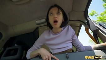 A Reserved Teen With Cropped Hair Enjoys Doggystyle Penetration In A Taxi'S Rear Seat